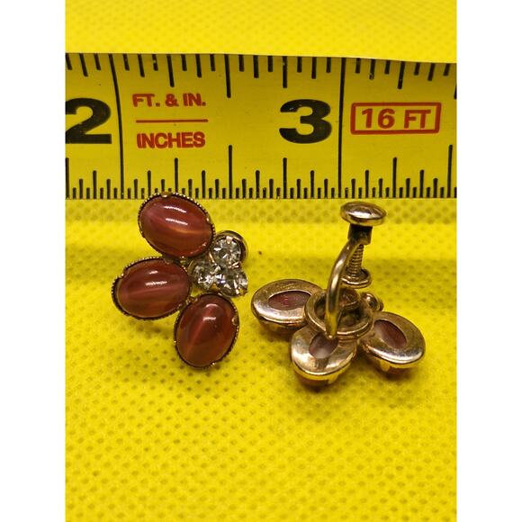 Amco 14kgf cats eye screwback earrings excellent estate find - Picture 6 of 7